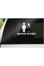 Resim TSC Game Over Düğün Arabası Sticker Yapıştırma Araba Süsleme 