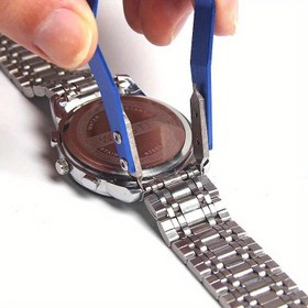 Resim Ergonomik Mavi Paslanmaz Çelik Saat Kayışı Cımbızı - Saatler, Bilezikler & Takı Tamiri için Hassas V-Tipi Yay Barı Aracı, Kaymaz Tutuş 