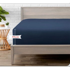 Resim Tek Kişilik Penye Lastikli Çarşaf %100 Pamuk Lacivert 