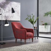 Resim Enza Home Fiore Kırmızı Berjer - Keten Görünümlü Kumaş 