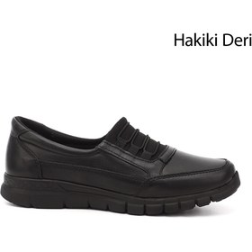 Resim GÖNDERİ(R) Kadın Siyah Dolgu Taban Hakiki Deri Ayakkabı 