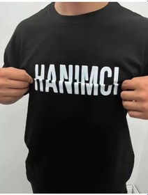 Resim Unisex Bisiklet Yaka Katlanan Baskılı T-shirt - Siyah Siyah 