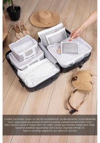 Resim 6'lı Valiz Düzenleyici Set - Bavul İçi Organizer Çok Amaçlı Organizer Set Seyahat Hurcu Gri 