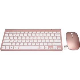 Resim 78 Tuşlar Kablosuz Klavye Ve Fare Combo, 2.4g Kablosuz Ergonomi Sessiz Düğme Seti Gül Altın Diğer 