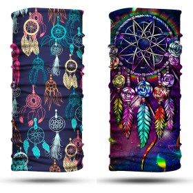 Resim Dair Aksesuar Düş Kapanı Desenli 2'li Set Boyunluk Bandana Outdoor Balaklava Yüz Maskesi Kafa Bandı 