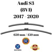 Resim Audi S3 8v1 2017 2018 2019 2020 Uyumlu Ön Cam Muz Tipi Silecek Süpürgesi Seti 650/450mm Silbak 