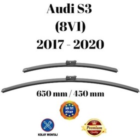 Resim Audi S3 8v1 2017 2018 2019 2020 Uyumlu Ön Cam Muz Tipi Silecek Süpürgesi Seti 650/450mm Silbak 