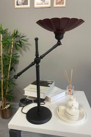Resim Bamyum Risso Vişne Siyah Gövde Masa Lambası Dekoratif Abajur Çocuk Odası Başucu Lambası Okuma Lambası 
