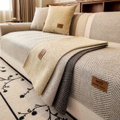 Resim 1 Adet Maido Jüt Görünümlü Koltuk Örtüsü - Modern Minimalist %100 Polyester Kaymaz Tabanlı, Evcil Hayvan Dostu Makinede Yıkanabilir 3/2/1 Kişilik Kanepe Koruyucu, Oturma Odası, Yatak Odası ve Ofis Dekoru İçin 
