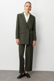 Resim Mizalle Oversize Haki Kruvaze Blazer Ceket 