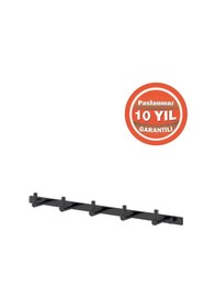 Resim Çelik Banyo Paslanmaz Pirinç Mat Siyah Mercan 5 Li Askılık Havlu Askısı Siyah 