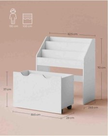 Resim Çekmeceli Ve Tekerlekli Sihirli Kitaplık: Dağınıklığa Son, Eğlenceye Devam Beyaz 