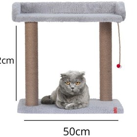 Resim Platform Oturaklı Kedi Tırmalaması Gri Geniş Yataklı 