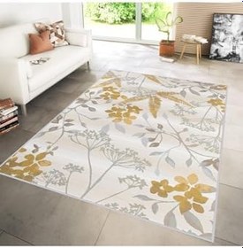 Resim Rovigo Dijital Baskı Yıkanabilir Kaymaz Taban Salon Halısı RVG1216, Sarı, 100 x 150 