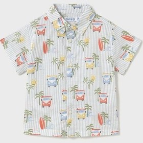 Resim Mayoral Erkek Bebek Kısa Kol Baskılı Gömlek Mavi 