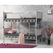 Resim Reyo Elegan Genç Çocuk Odası Ahşap Başlıklı Metal Cappuccino Ranza ve Karyola 90x190 