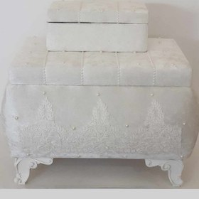 Resim Duru Çeyiz Sandıkları Çiçek İkili Çeyiz Sandığı krem 