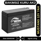 Resim Mustang 12v 7ah Kuru Tip Akü - - Bakımsız Agm Tip Akü 