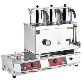 Resim Remta Çift Cidarlı Üç Demlikli Çay Ocağı Gazlı+elektrikli 