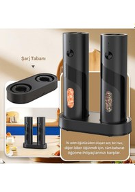 Resim Mpı Pg-5 Baharat Öğütücü 110 Ml Şarj Edilebilir Elektrikli Otomatik Tuz Karabiber Kahve Değirmeni Siyah 