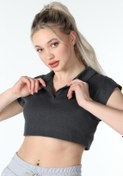 Resim defys Kadın Yaka Detaylı Crop Antrasit 