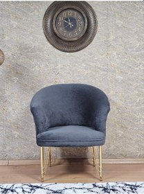 Resim Zafir Tekli Teddy Gold Kaplama Telli Ayak Çay Seti Koltuk Tekli Berjer , Balkon, Salon, Ofis Fume 