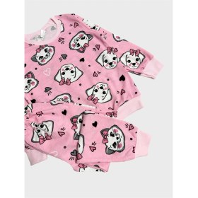 Resim Aliş Kids Kız Çocuk Pamuklu Pembe Kedi Desenli Uzun Kollu Göz Bantlı Mevsimlik Pijama Takımı 