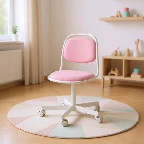 Resim IKEA Örfjäll Çocuk Çalışma Sandalyesi Beyaz Vissle Pembe Ayarlanabilir Çelik ve Plastik Malzeme 