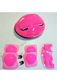 Resim Çocuk Kask Paten Kaykay Bisiklet Koruyucu Set Pembe 