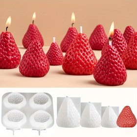 Resim 1 adet 3D Çilek Silikon Kalıp DIY Aromaterapi Mumları için - El Yapımı Kokulu Mumlar Kırmızı ve Beyaz Renkte, Sevgililer Günü, Doğum Günleri ve Romantik Ev Dekor Hediyesi için Mükemmel, Tatil Hediye Yapımı | Dokulu Yüzeyli Mum | Detaylı Mum Kalıbı, Silikon Mum Kalıpları 