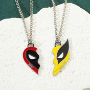 Resim 2 Adet MARVEL Deadpool & Wolverine Kalp Kolye - Çinko Alaşım Karikatür Tarzı En İyi Arkadaşlar Takısı, Her Mevsim Günlük Kullanım ve Marvel Hayranları İçin Sevgililer Günü Hediyesi 
