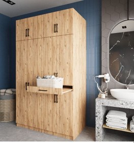 Resim Modena Çamaşır Ve Kurutma Makinesi Dolabı Banyo Dolabı Çam Çam 