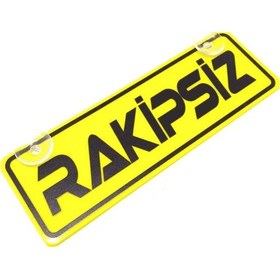 Resim Rakipsiz Yazılı Sarı Dekor Plaka Vantuzlu Cam Süsü 