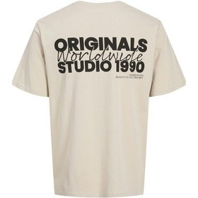 Resim Jack & Jones Jorvesterbro Back Tee Ss Crew Neck Krem Renkli 