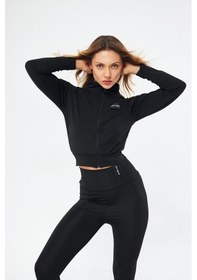 Resim Lesa Wear İçi Polarlı Yumuşacık Şardonlu Kaşkorse Crop Likralı Hırka Siyah 
