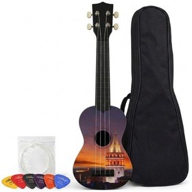 Resim Soprano Ukulele Galata Desenli Kapak 