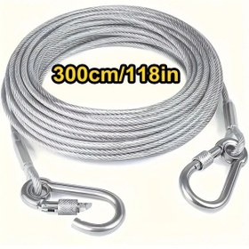 Resim Globalbloom 1/2 Parça Paslanmaz Çelik Taşınabilir Çamaşır İpi 118.11 İnç İç Ve Dış Mekan Kamp Banyo Yurt 