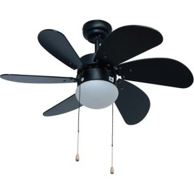 Resim Kendal KCF279 60W 6 Pervaneli Siyah Ahşap Avizeli Tavan Vantilatörü 