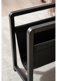 Resim Linia Modern Metal Dergilik - Siyah Deri Detaylı Dekoratif Gazetelik Ve Kitaplık 