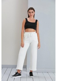 Resim Bol Kesim Üç İplik Eşofman Altı Ekru-ekru Ekru 