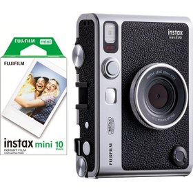 Resim Instax Mini Evo Kahverengi Fotoğraf Makinesi ve 10'lu Film 