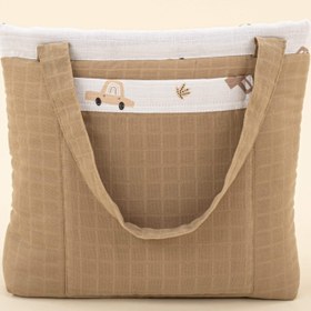 Resim Bebek Bakım Çantası - Toprak Muslin - Kahverengi Arabalar 