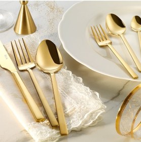 Resim Fecra Doğa 36 Parça Gold Çatal Kaşık Bıçak Takımı Gümüş 