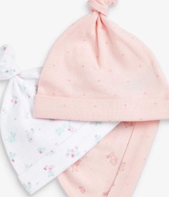 Resim Next Baby %100 Pamuk Soluk Pembe Çiçekli Yeni Doğan Bebek Şapka 