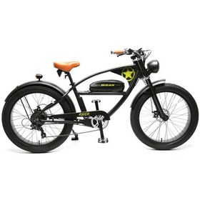 Resim Bisan Rider Elektrikli Bisiklet 46 Cm Disk Fren 26 Jant 7 Vites Mat Siyah Yeşil Siyah 