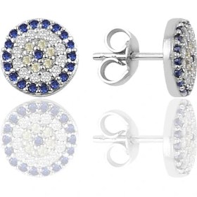 Resim Söğütlü Si̇lver Gümüş Nazar Boncuk Modeli Küpe 