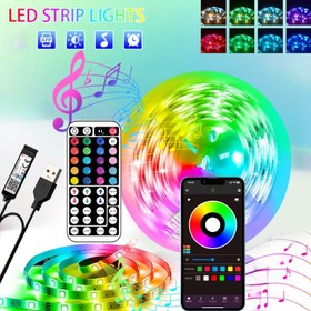 Resim Yatak Odası Dekoru için 5m/30m LED Şerit Işıklar, Uzaktan Kumanda ve APP Kontrollü RGB Şerit Işıklar, Zamanlama Fonksiyonlu, Müzik Senkronize Renk Değiştiren Işıklar, USB Güçlü, Yatak Odası Oturma Odası, Festival Dekorasyonu, Oyun Partisi Dekorasyon Işıkları, TV Arka Plan Işığı, Bar Dekoru 