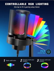 Resim Usb Mikrofonu, Ampligame Bilgisayarı Masaüstü Kondansatör, Rgb Mikrofon, Mac/bilgisayar/ps4/ps5'te Youtube, Sessiz Düğmeli, Mikrofon Kazancı, Filtresi, Şok Montajı, Kulaklık Jakı-a8 Sku: Smg869001006 