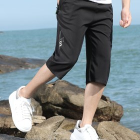 Resim Erkek Yazlık Rahat Şortlar - Nefes Alabilen Polyester, Hızlı Kuruyan ve Hafif, Geometrik Baskı, Elastik Bel, Fermuarlı Cep, Koşu, Antrenman, Bisiklet ve Yürüyüş için İdeal, Açık Hava Sporları Şortları | Geometrik Baskılı Şortlar | Fermuarlı Şortlar 