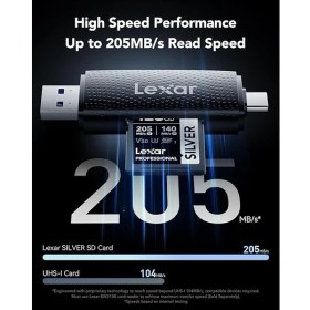 Resim Profesyonel Sılver Sd Kart 128 Gb, 205 Mb/s'ye Kadar Okuma, 140 Mb/s Yazma, Sd3.0, V30, U3, C10 Sdxc Kart, Dslr, Kameralar, Profesyonel Fotoğrafçı, Kamera, Meraklısı Için Uhs-I Sd Hafıza Kartı 